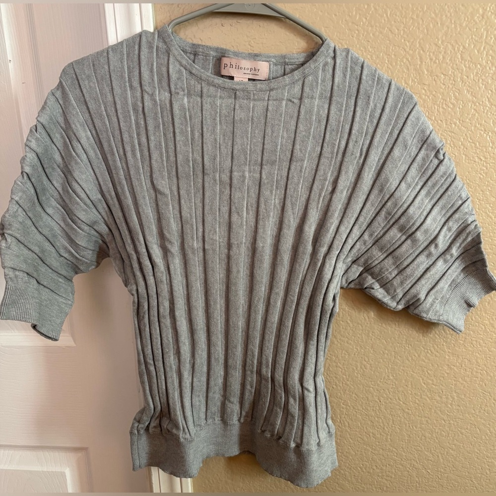Philosophy Gray Ribbed Knit Top